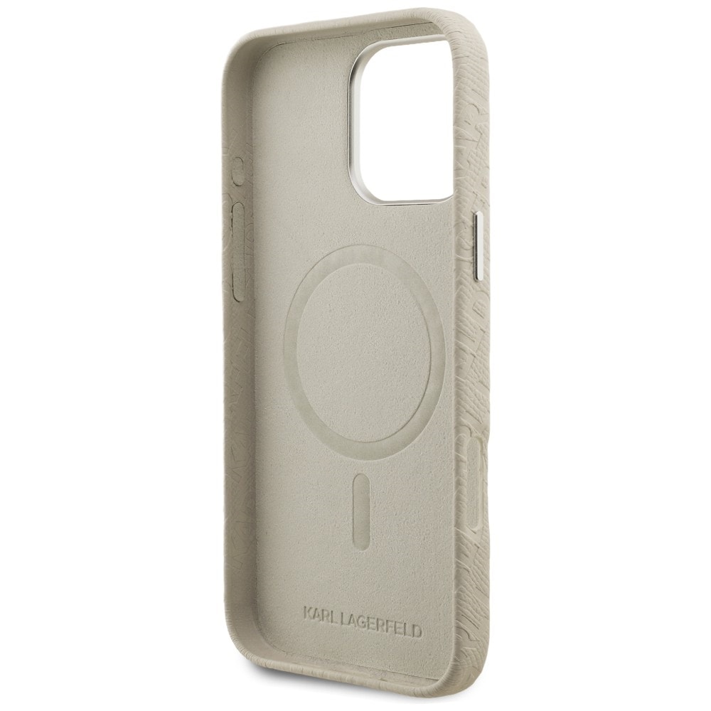 Karl Lagerfeld FW Karl MagSafe-etui med logo til iPhone 16 Pro Max – beige