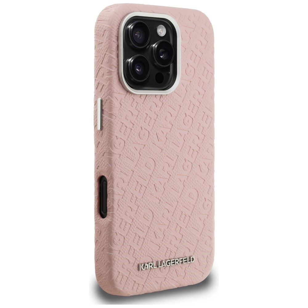 Karl Lagerfeld FW – Karl MagSafe-fodral med tryck för iPhone 16 Pro – Rosa