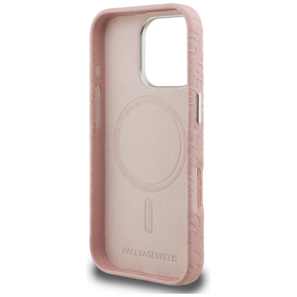 Karl Lagerfeld FW – Karl MagSafe-fodral med tryck för iPhone 16 Pro – Rosa