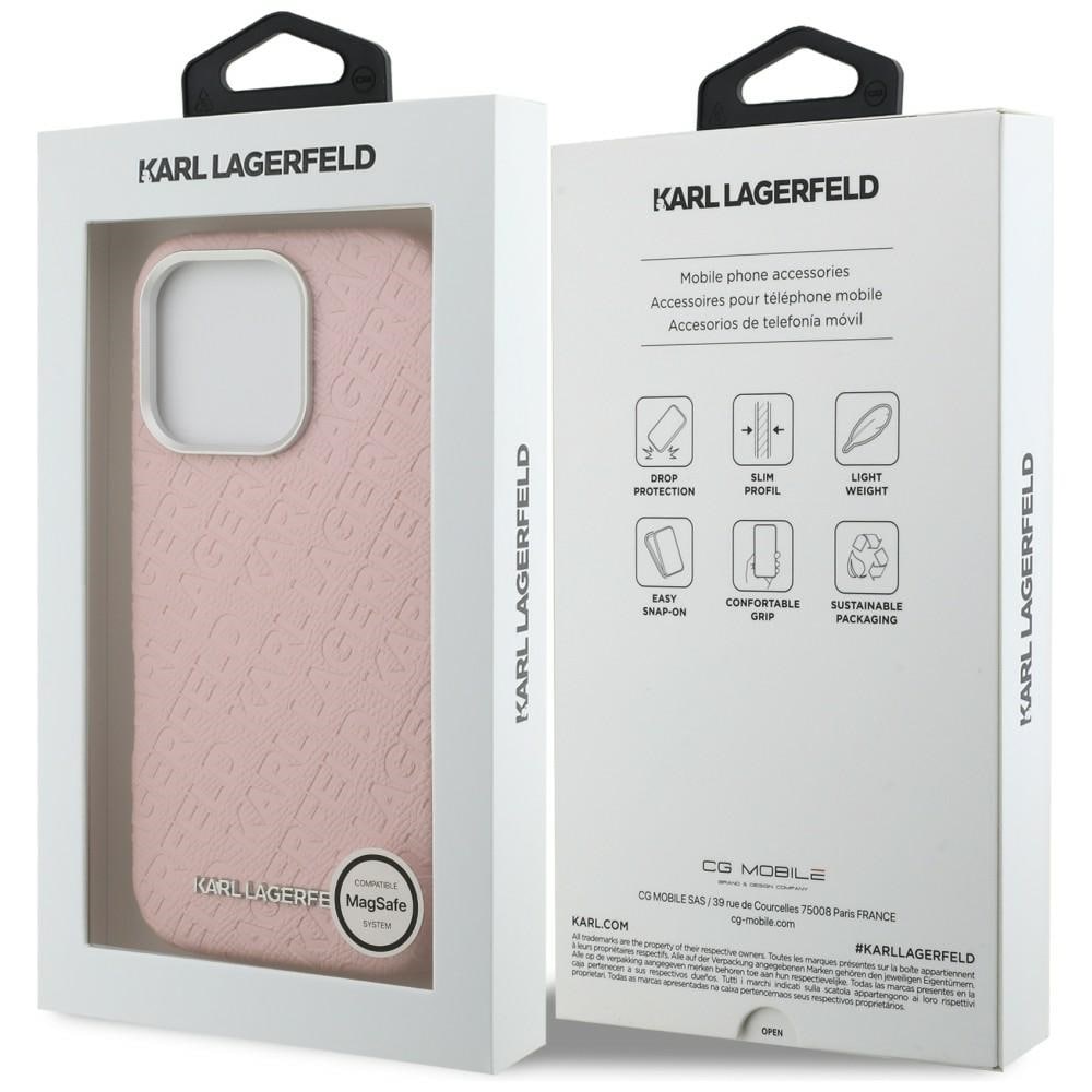 Karl Lagerfeld FW – Karl MagSafe-fodral med tryck för iPhone 16 Pro – Rosa