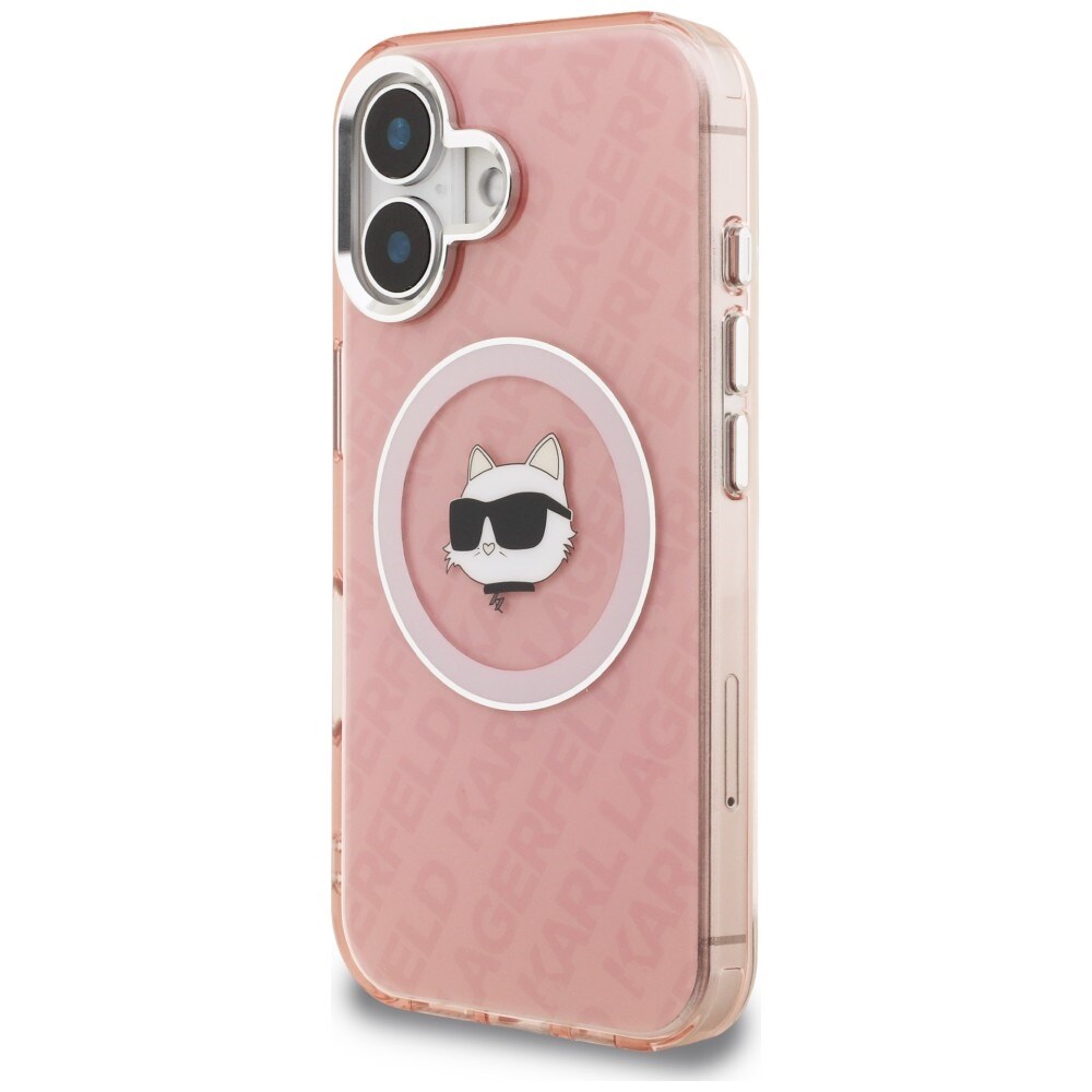 Karl Lagerfeld IML Choupette-logo MagSafe-etui til iPhone 16 – lyserød