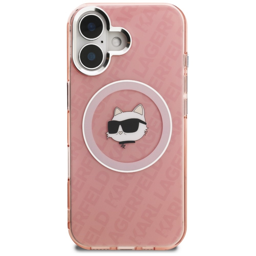 Karl Lagerfeld IML Choupette-logo MagSafe-etui til iPhone 16 – lyserød