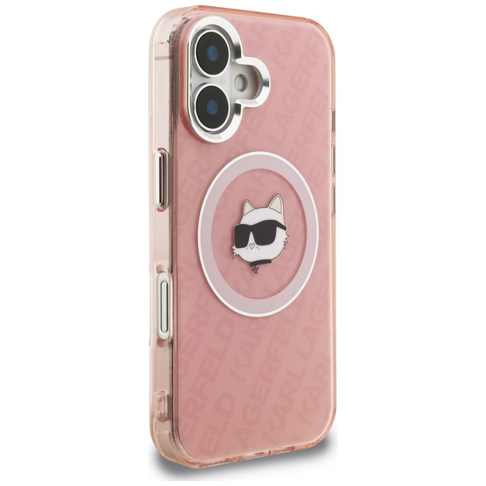 Karl Lagerfeld IML Choupette-logo MagSafe-etui til iPhone 16 – lyserød