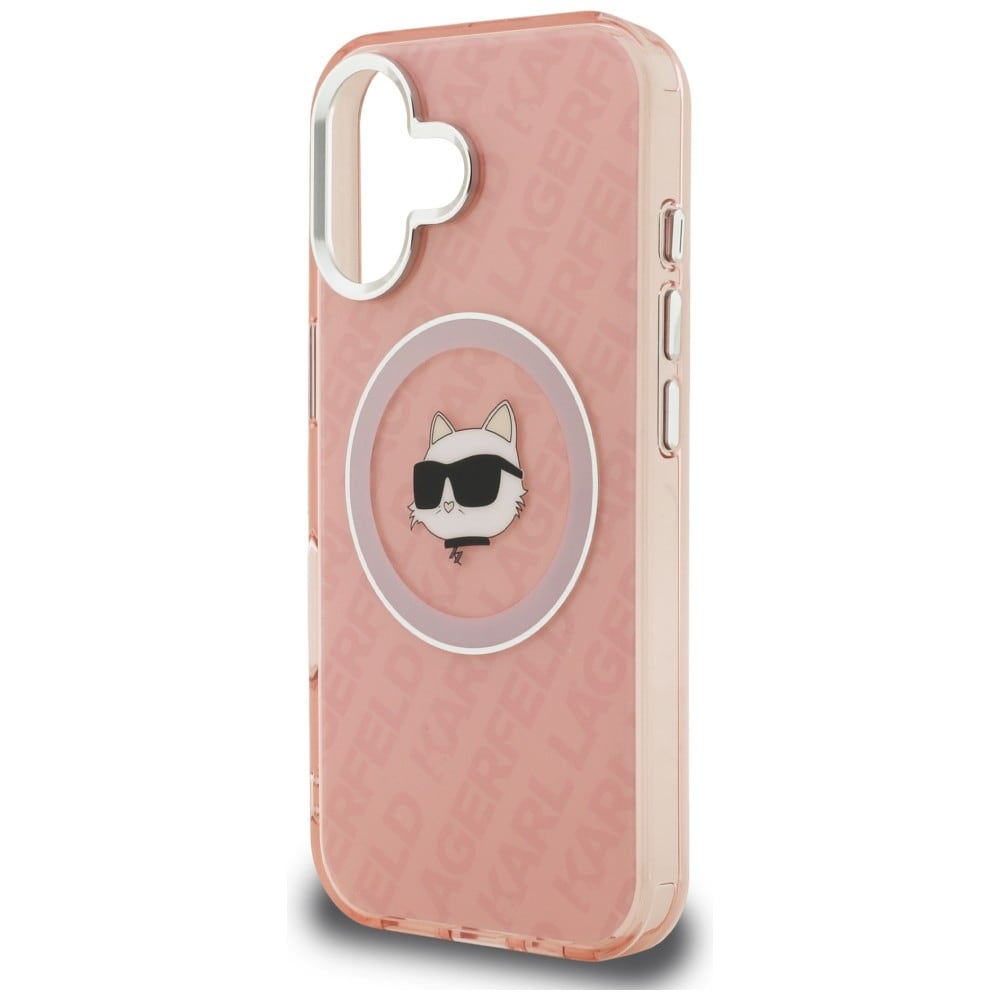 Karl Lagerfeld IML Choupette-logo MagSafe-etui til iPhone 16 – lyserød