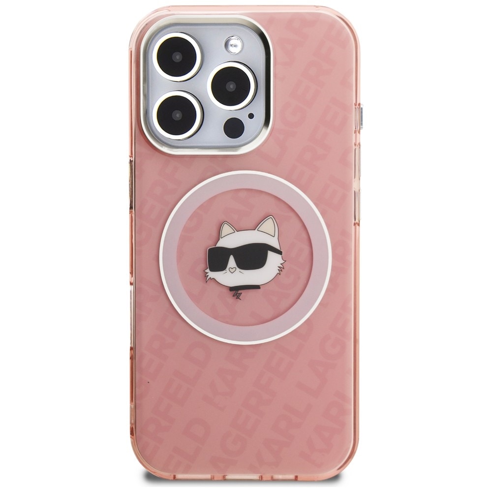Karl Lagerfeld IML Choupette-logo MagSafe-etui til iPhone 16 Pro – lyserød