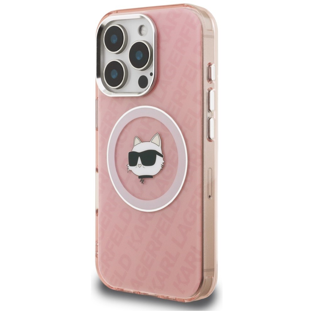 Karl Lagerfeld IML Choupette-logo MagSafe-etui til iPhone 16 Pro Max – lyserød