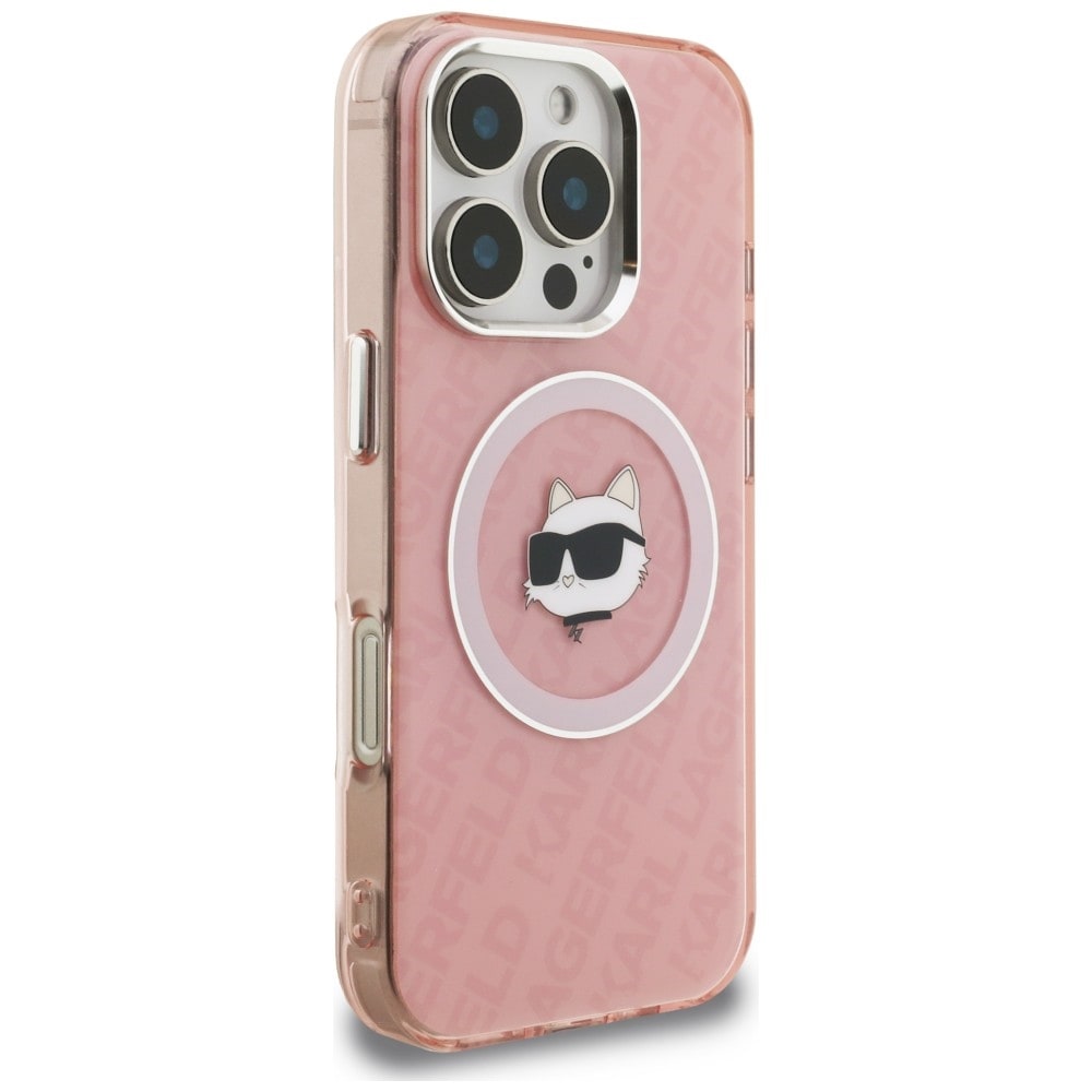 Karl Lagerfeld IML Choupette-logo MagSafe-etui til iPhone 16 Pro Max – lyserød