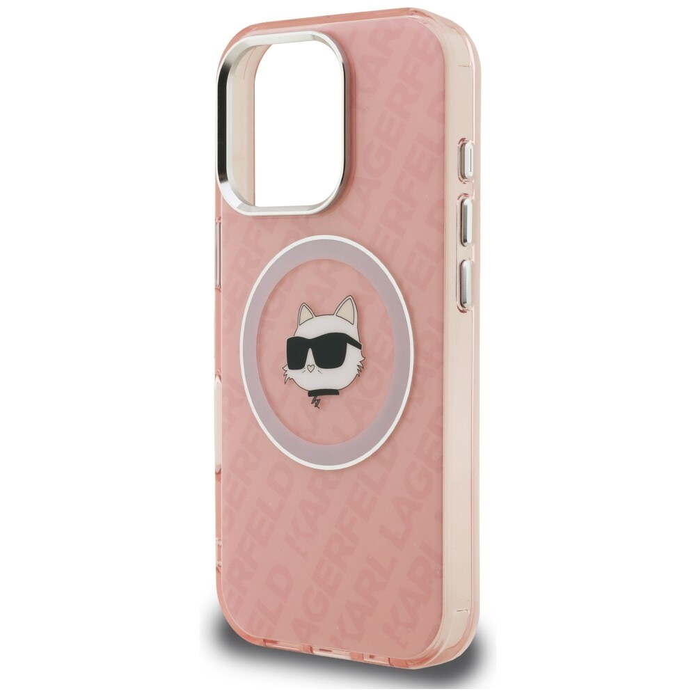 Karl Lagerfeld IML Choupette-logo MagSafe-etui til iPhone 16 Pro Max – lyserød