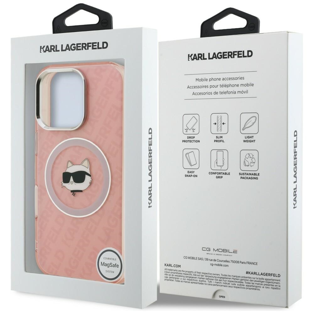 Karl Lagerfeld IML Choupette-logo MagSafe-etui til iPhone 16 Pro Max – lyserød
