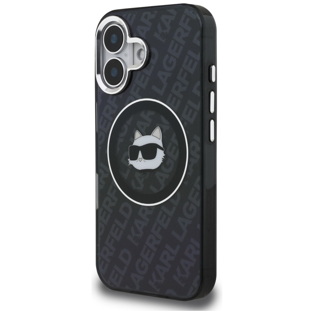 Karl Lagerfeld IML Choupette-logo MagSafe-etui til iPhone 16 – Sort