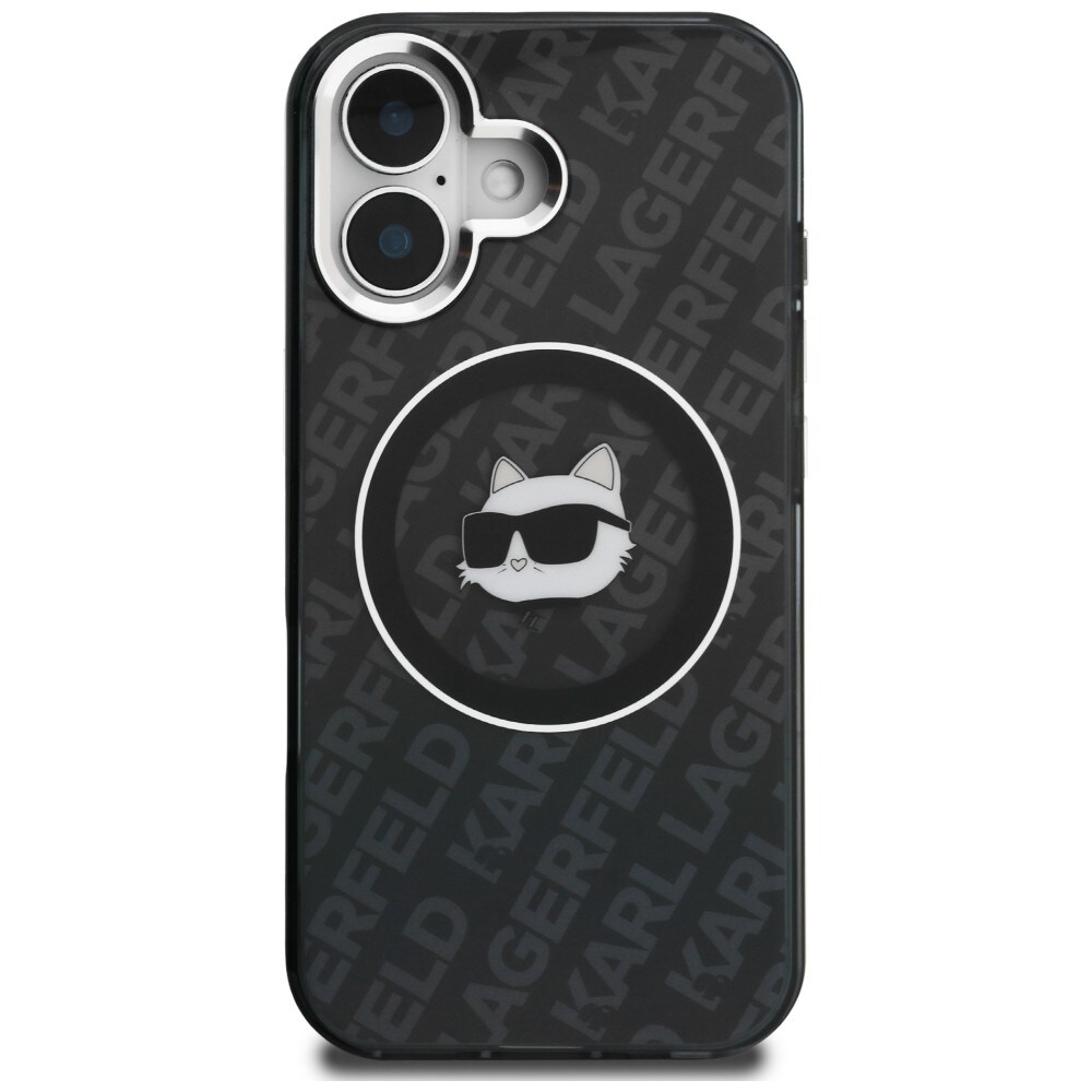 Karl Lagerfeld IML Choupette-logo MagSafe-etui til iPhone 16 – Sort