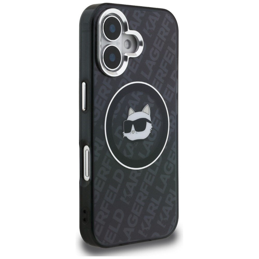 Karl Lagerfeld IML Choupette-logo MagSafe-etui til iPhone 16 – Sort