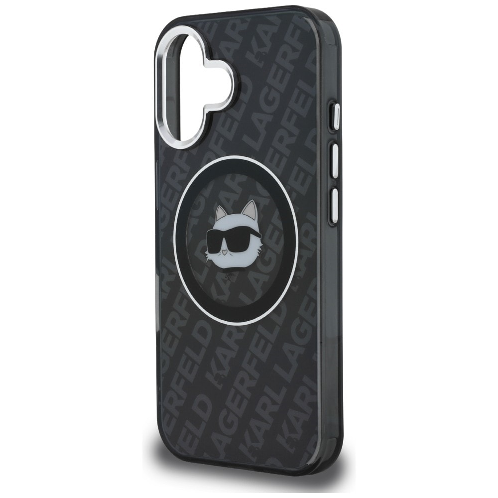 Karl Lagerfeld IML Choupette-logo MagSafe-etui til iPhone 16 – Sort