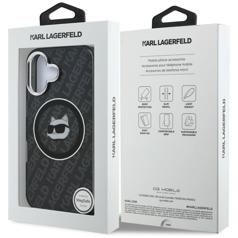 Karl Lagerfeld IML Choupette-logo MagSafe-etui til iPhone 16 – Sort
