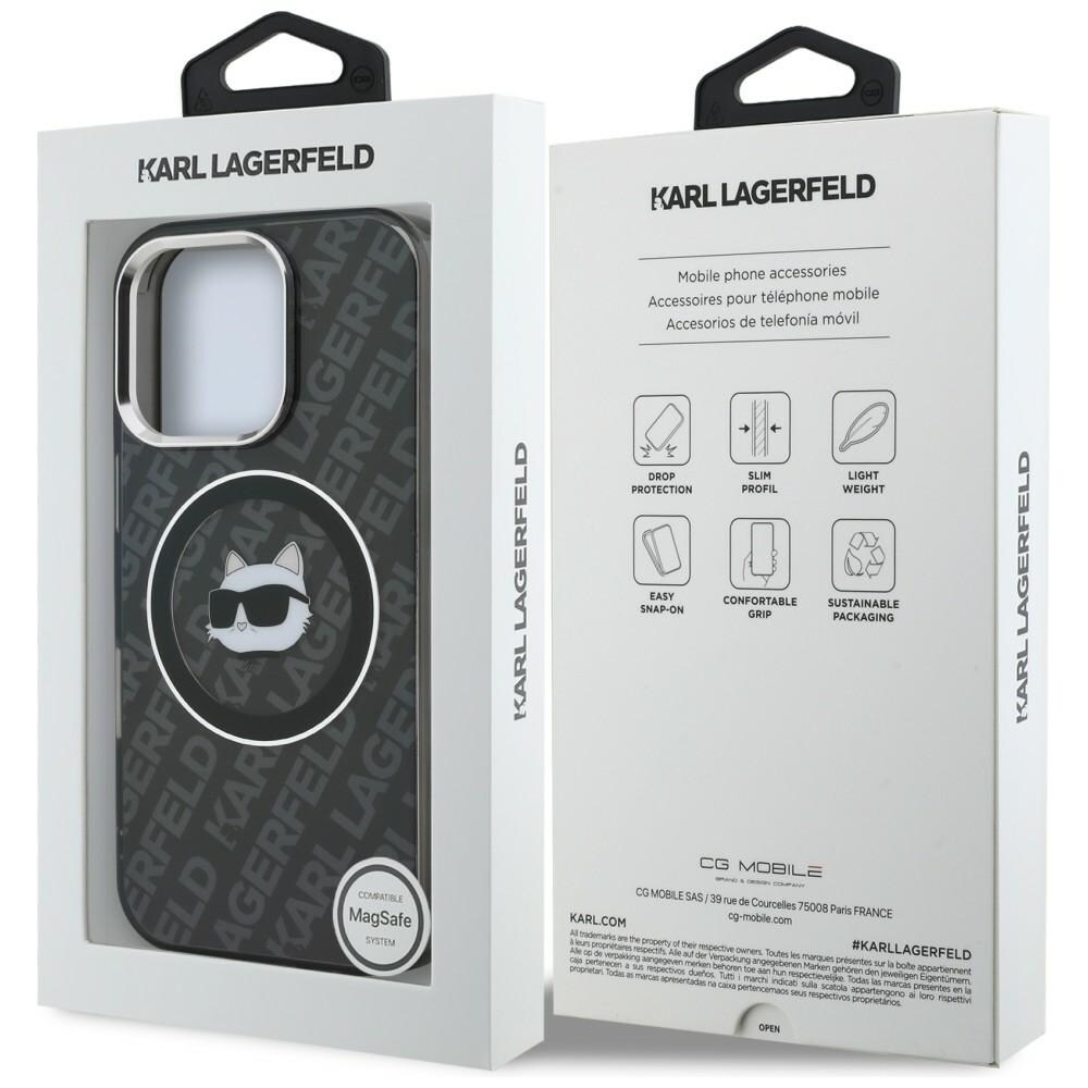 Karl Lagerfeld IML Choupette-logo MagSafe-etui til iPhone 16 Pro – Sort