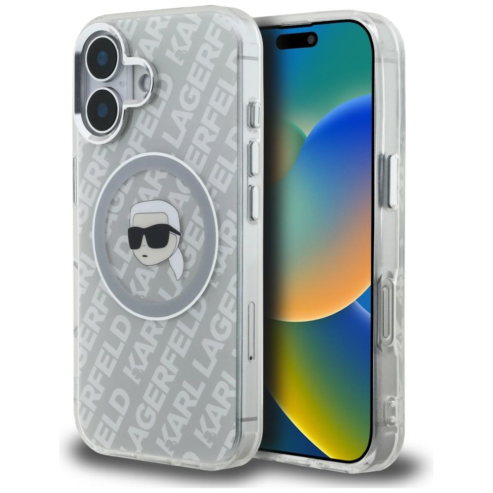 Karl Lagerfeld IML Karl Head Logo MagSafe-fodral för iPhone 16 – grått