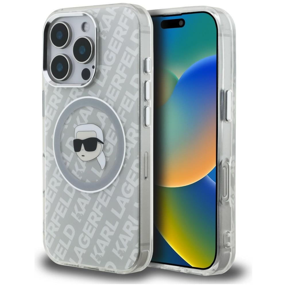 Karl Lagerfeld IML Karl Head Logo MagSafe-fodral för iPhone 16 Pro Max – grått