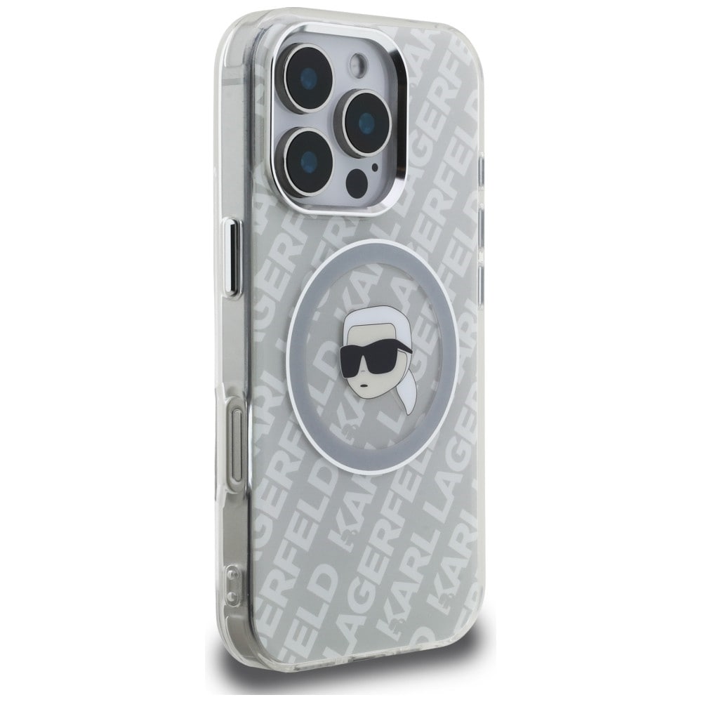 Karl Lagerfeld IML Karl Head Logo MagSafe-etui til iPhone 16 Pro Max – Grå