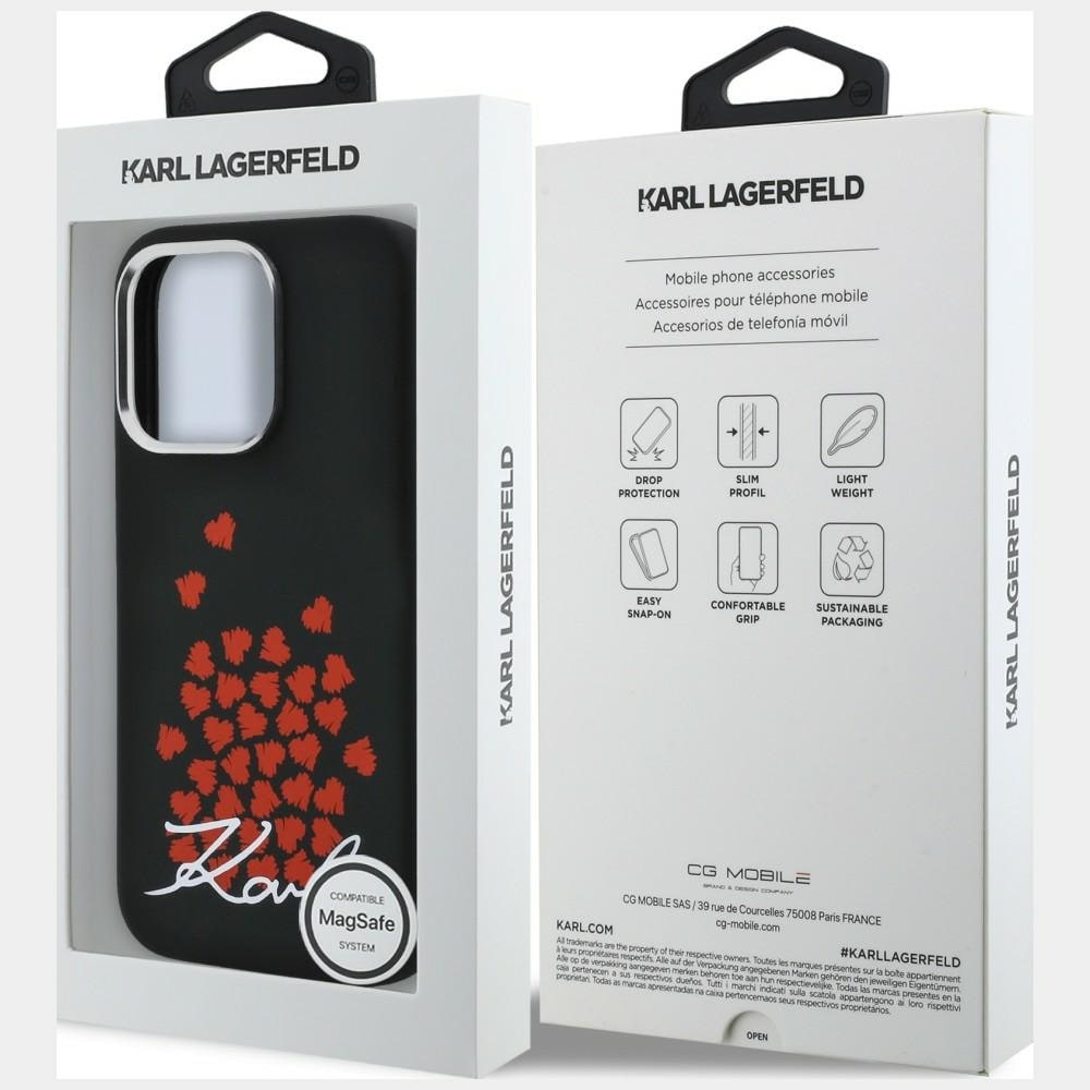 Karl Lagerfeld MagSafe-etui med silikone-hjerte-logo til iPhone 16 Pro – sort