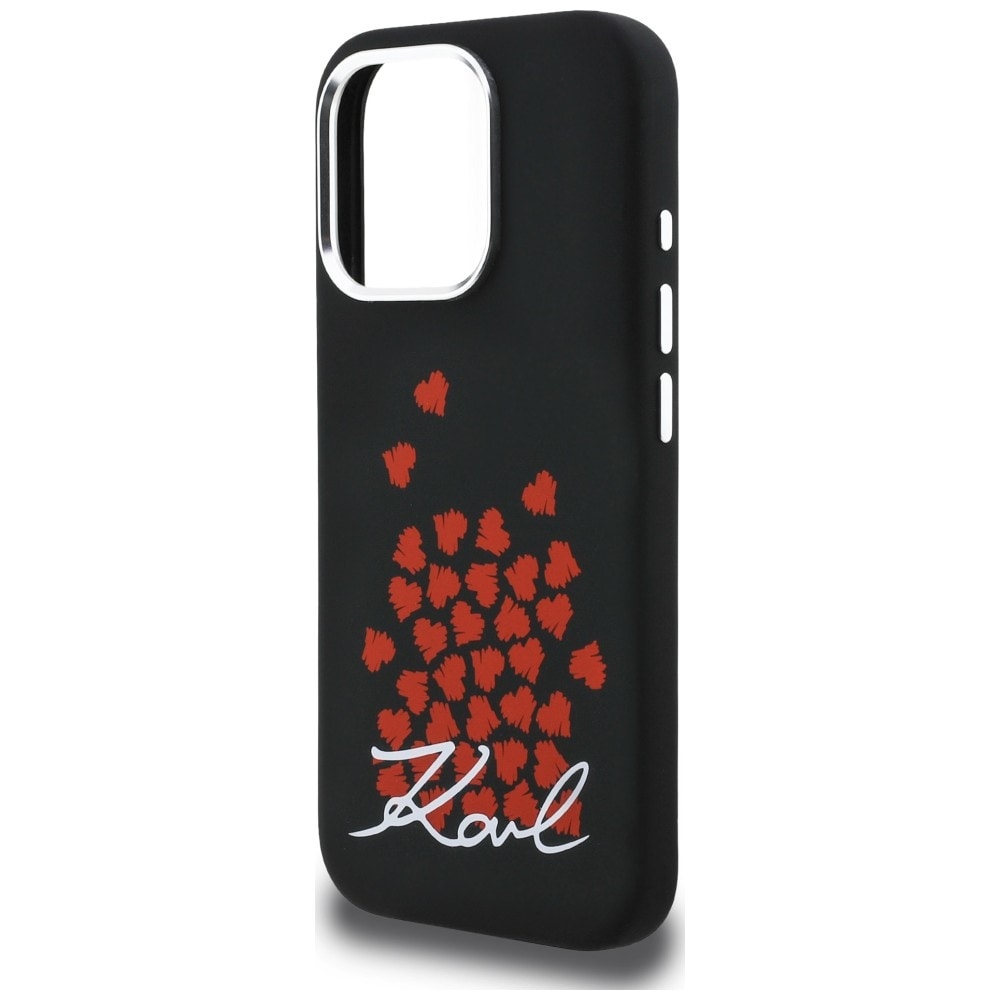 Karl Lagerfeld MagSafe-etui med silikone-hjerte-logo til iPhone 16 Pro Max – sort