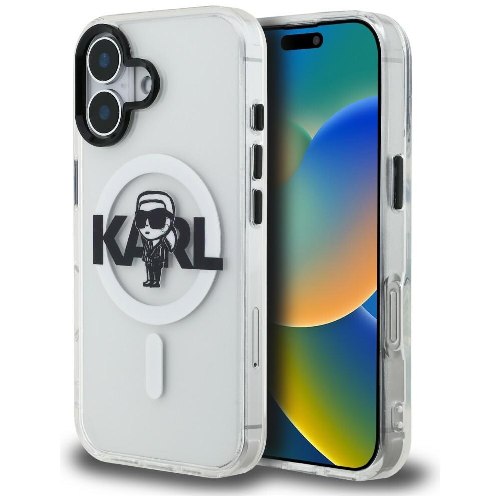 Karl Lagerfeld IML Karl Sketch Logo MagSafe-fodral för iPhone 16 – genomskinligt