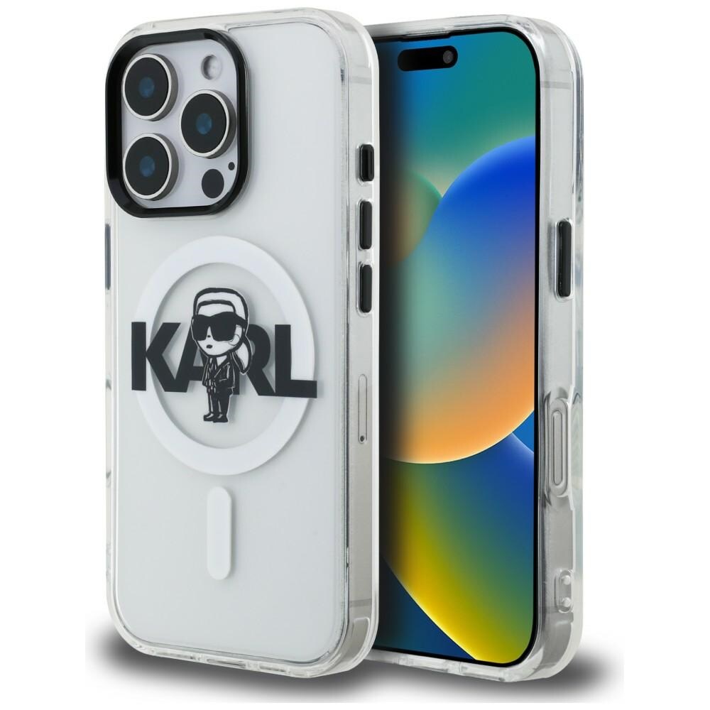 Karl Lagerfeld IML Karl Sketch Logo MagSafe-fodral för iPhone 16 Pro – genomskinligt