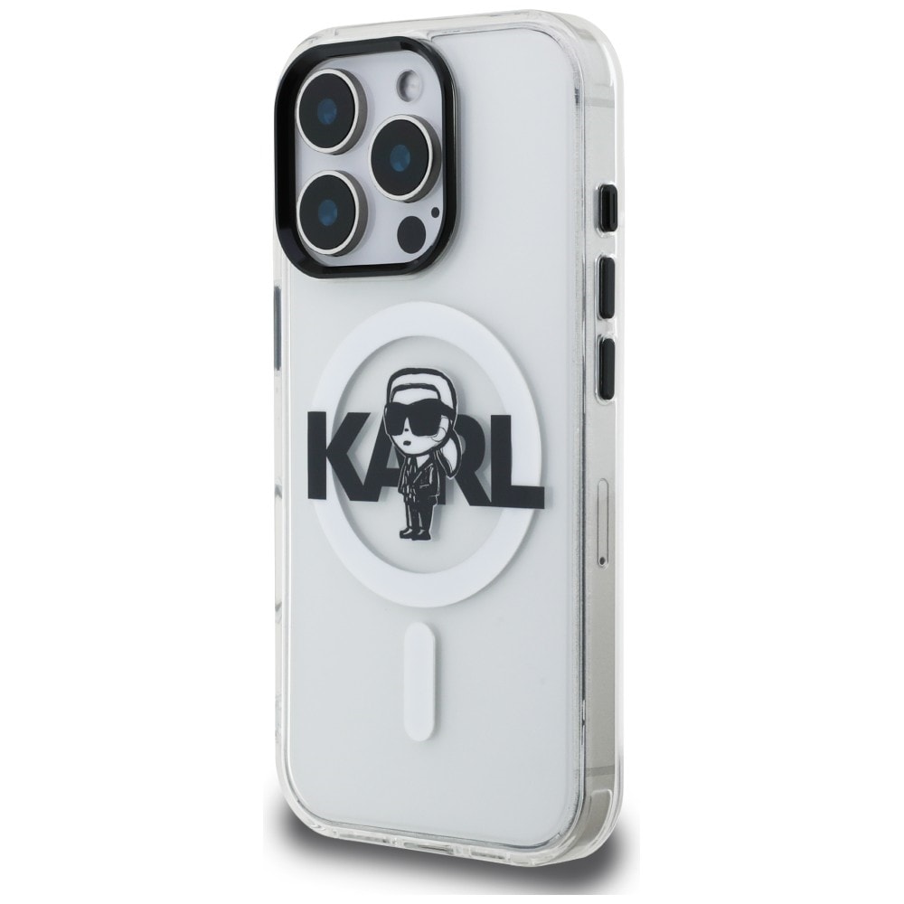 Karl Lagerfeld IML Karl Sketch Logo MagSafe-etui til iPhone 16 Pro – gennemsigtigt