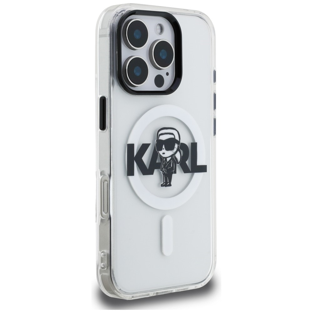 Karl Lagerfeld IML Karl Sketch Logo MagSafe-etui til iPhone 16 Pro – gennemsigtigt