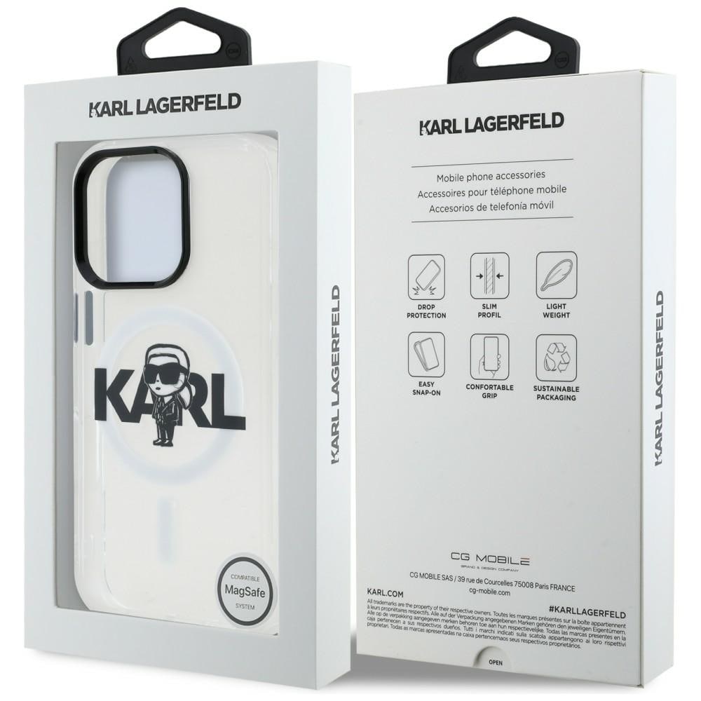 Karl Lagerfeld IML Karl Sketch Logo MagSafe-etui til iPhone 16 Pro – gennemsigtigt