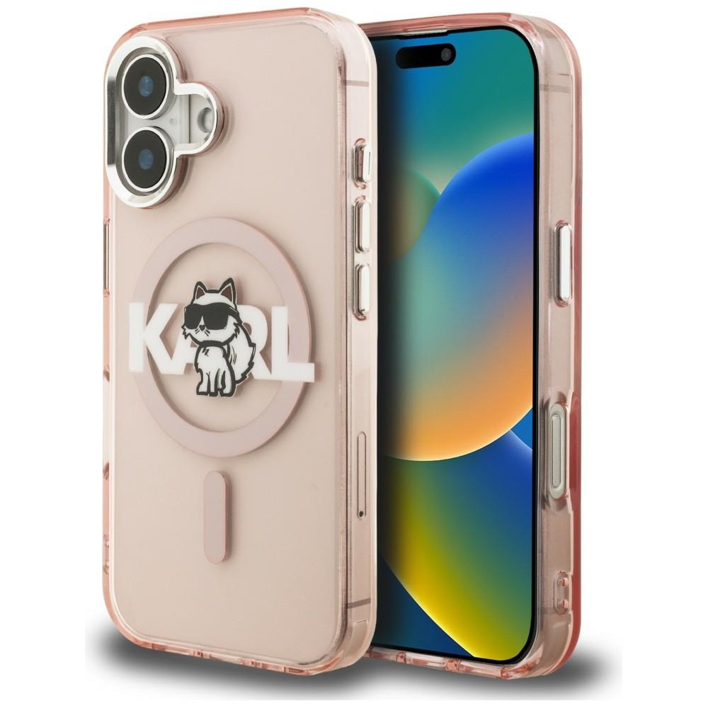 Karl Lagerfeld IML Choupette Sketch Logo MagSafe iPhone 16-skal – Rosa