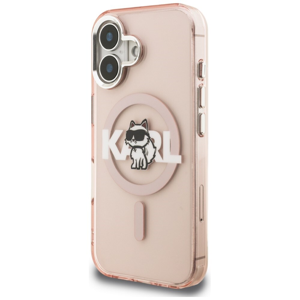 Karl Lagerfeld IML Choupette-skitse-logo MagSafe-etui til iPhone 16 – lyserød