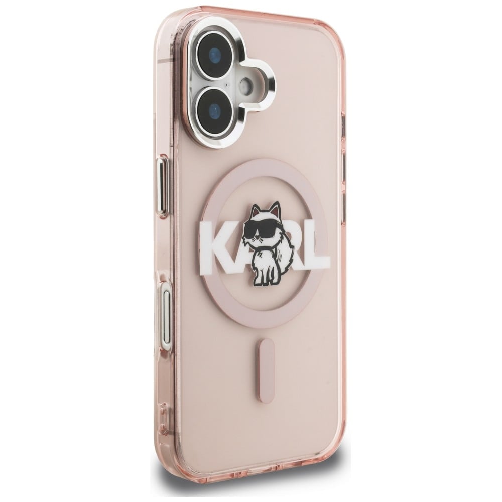 Karl Lagerfeld IML Choupette-skitse-logo MagSafe-etui til iPhone 16 – lyserød