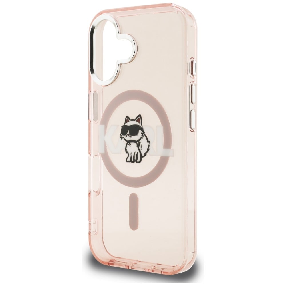Karl Lagerfeld IML Choupette-skitse-logo MagSafe-etui til iPhone 16 – lyserød