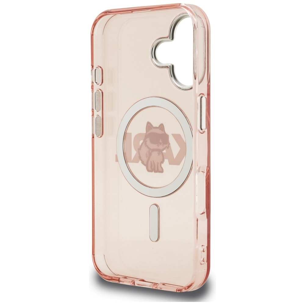 Karl Lagerfeld IML Choupette-skitse-logo MagSafe-etui til iPhone 16 – lyserød