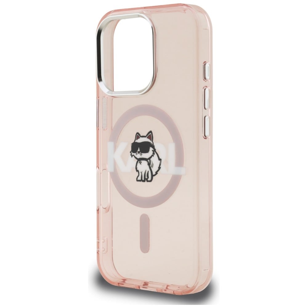 Karl Lagerfeld IML Choupette Sketch Logo MagSafe-fodral för iPhone 16 Pro Max – Rosa