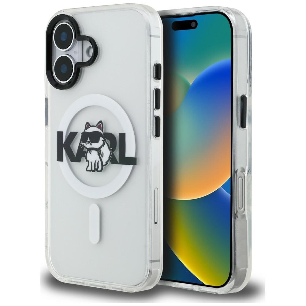 Karl Lagerfeld IML Choupette Sketch Logo MagSafe iPhone 16-skal – genomskinligt