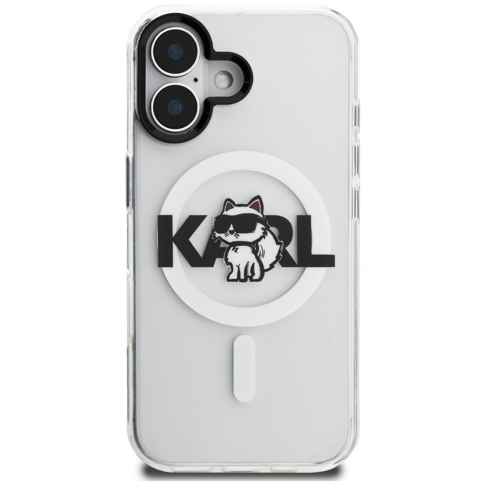 Karl Lagerfeld IML Choupette-skitse-logo MagSafe-etui til iPhone 16 – gennemsigtigt