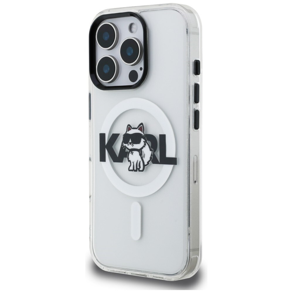Karl Lagerfeld IML Choupette-skitse-logo MagSafe-etui til iPhone 16 Pro – gennemsigtigt