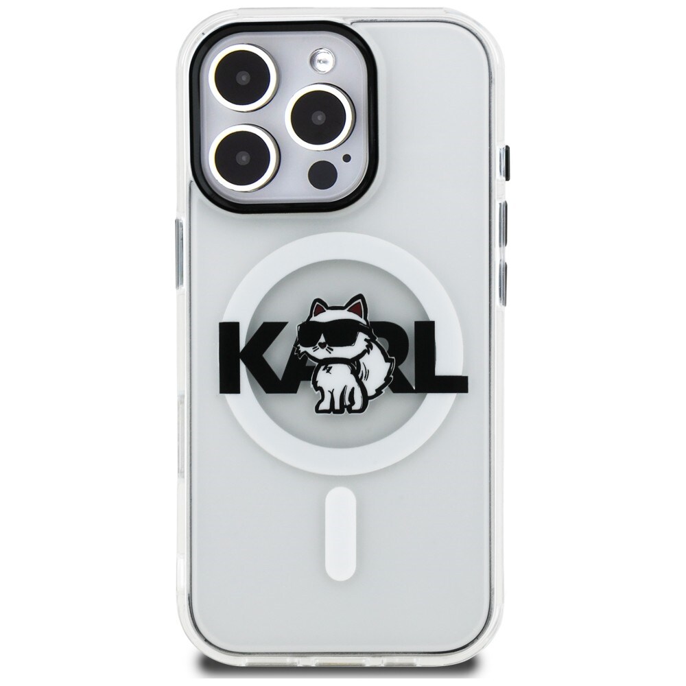 Karl Lagerfeld IML Choupette-skitse-logo MagSafe-etui til iPhone 16 Pro – gennemsigtigt