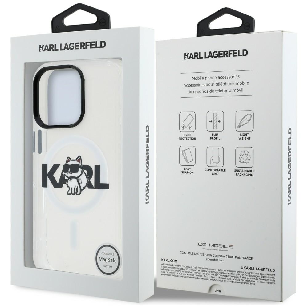 Karl Lagerfeld IML Choupette-skitse-logo MagSafe-etui til iPhone 16 Pro – gennemsigtigt