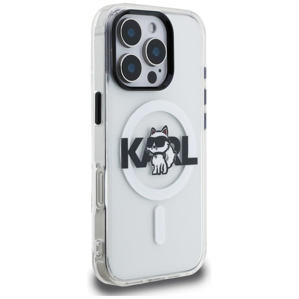 Karl Lagerfeld IML Choupette-skitse-logo MagSafe-etui til iPhone 16 Pro Max – gennemsigtigt
