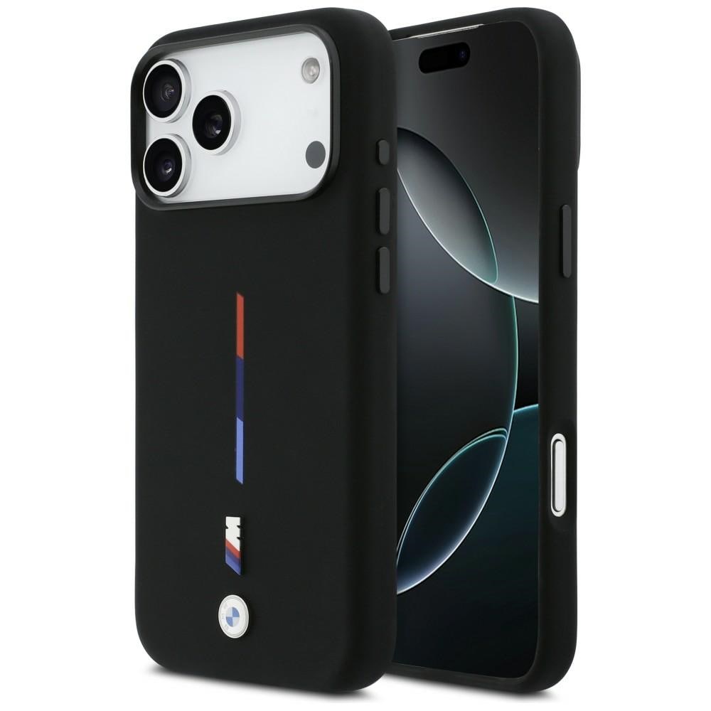 BMW M Silicon Tricolor Line MagSafe-fodral för iPhone 17 Pro Max – Svart