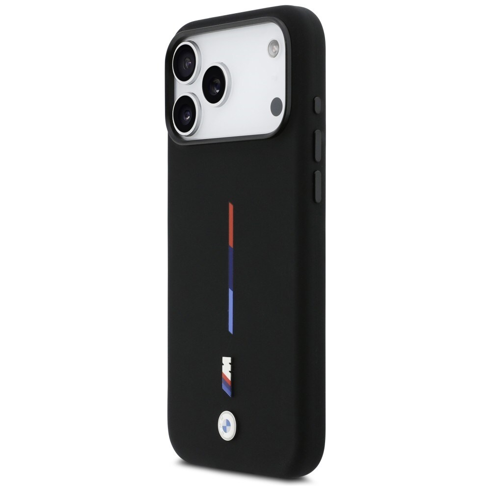 BMW M Silicon Tricolor Line MagSafe-etui til iPhone 17 Pro Max – Sort