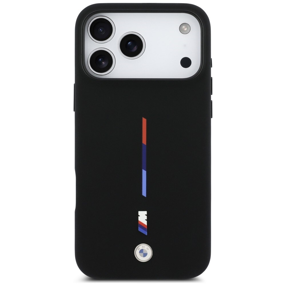 BMW M Silicon Tricolor Line MagSafe-etui til iPhone 17 Pro Max – Sort