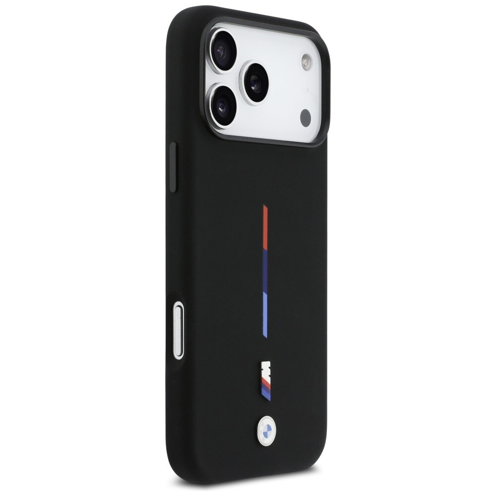 BMW M Silicon Tricolor Line MagSafe-etui til iPhone 17 Pro Max – Sort
