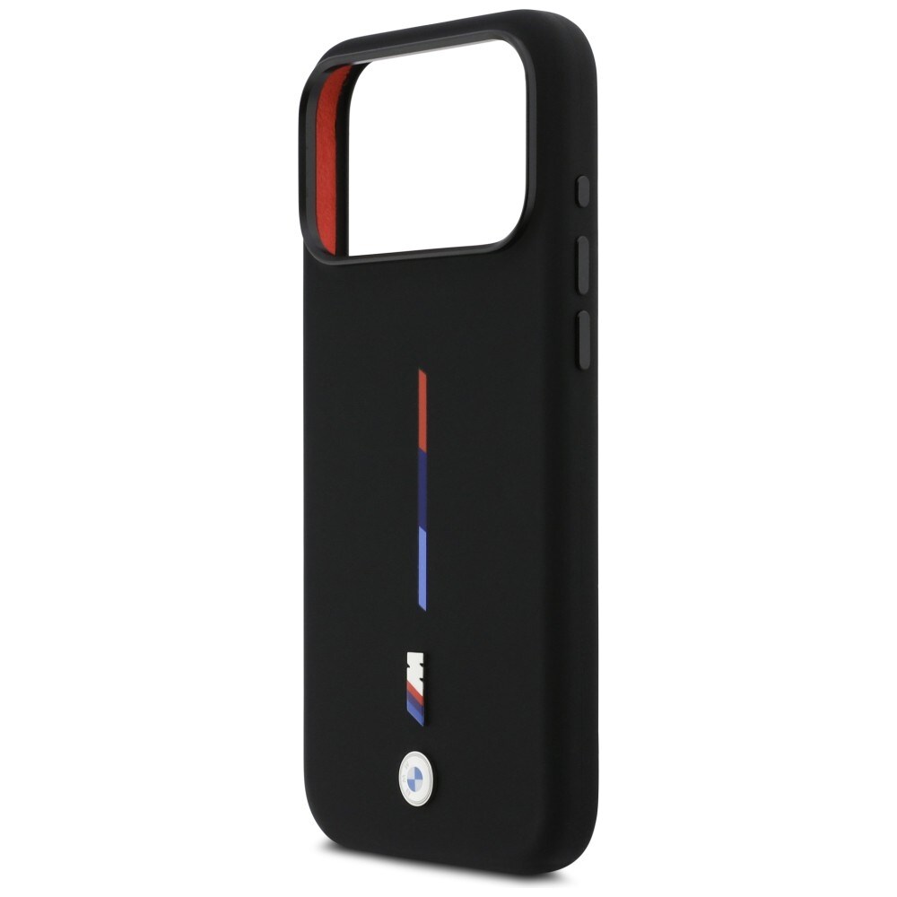 BMW M Silicon Tricolor Line MagSafe-etui til iPhone 17 Pro Max – Sort