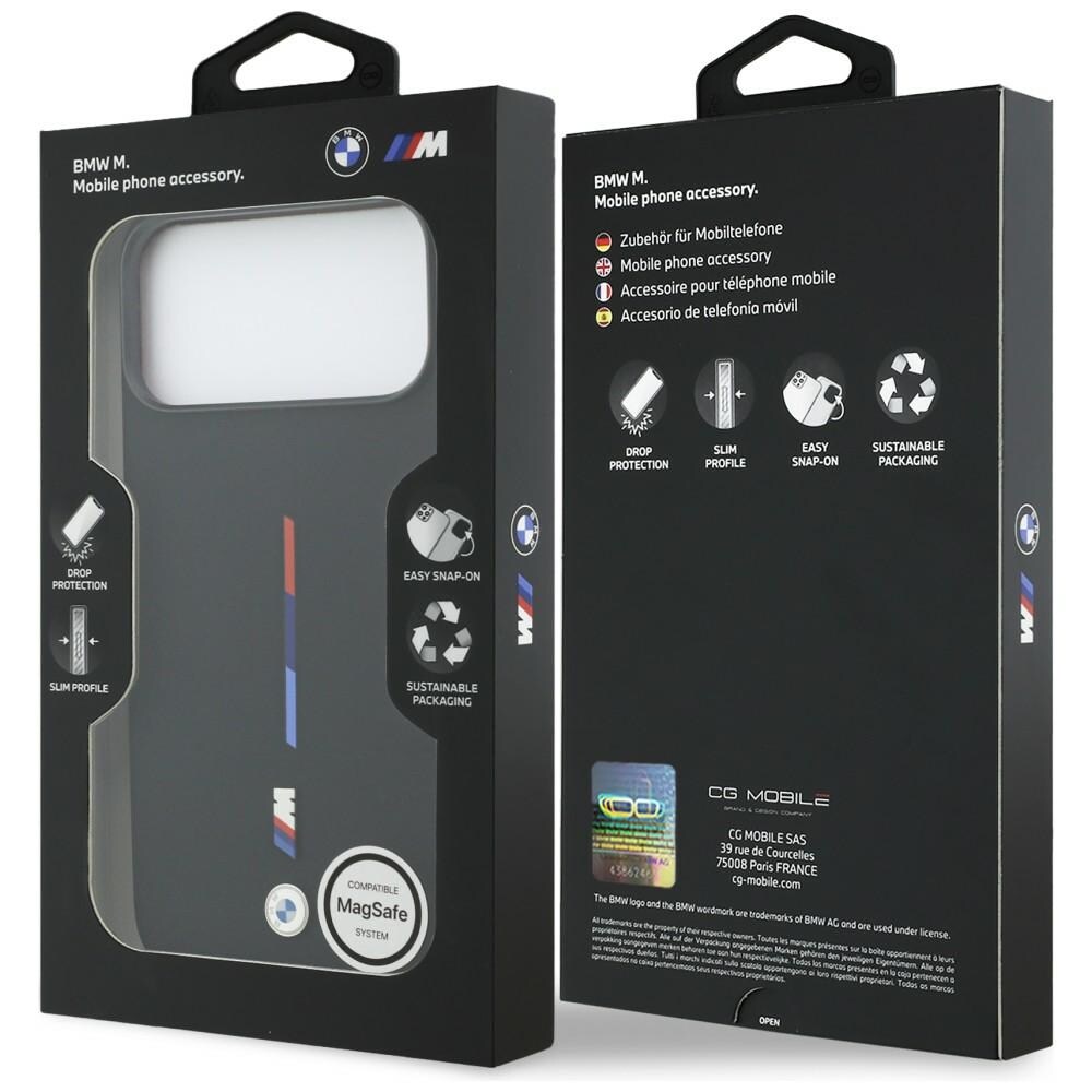 BMW M Silicon Tricolor Line MagSafe-etui til iPhone 17 Pro Max – Sort