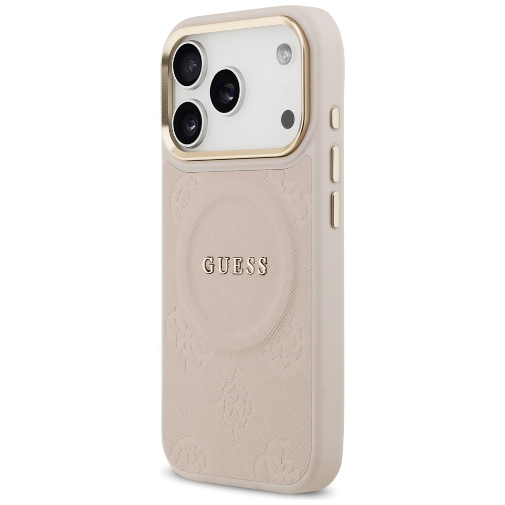 Guess Peony Hot Stamp MagSafe-etui til iPhone 17 Pro – lyserød