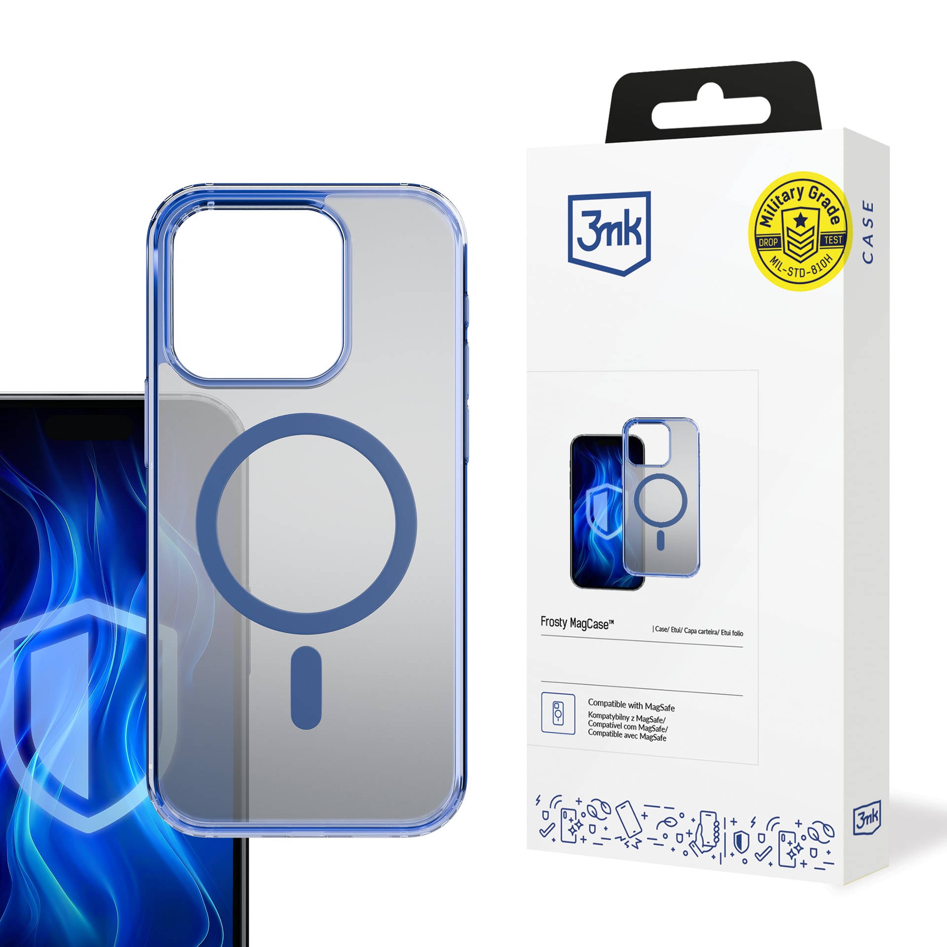3mk Frosty MagCase blått skal för Apple iPhone 13 Pro Max – genomskinligt