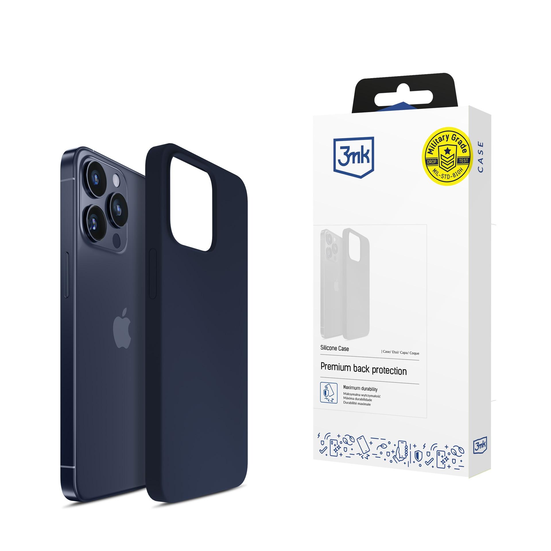 3mk silikonfodral till iPhone 16 Pro – marinblått